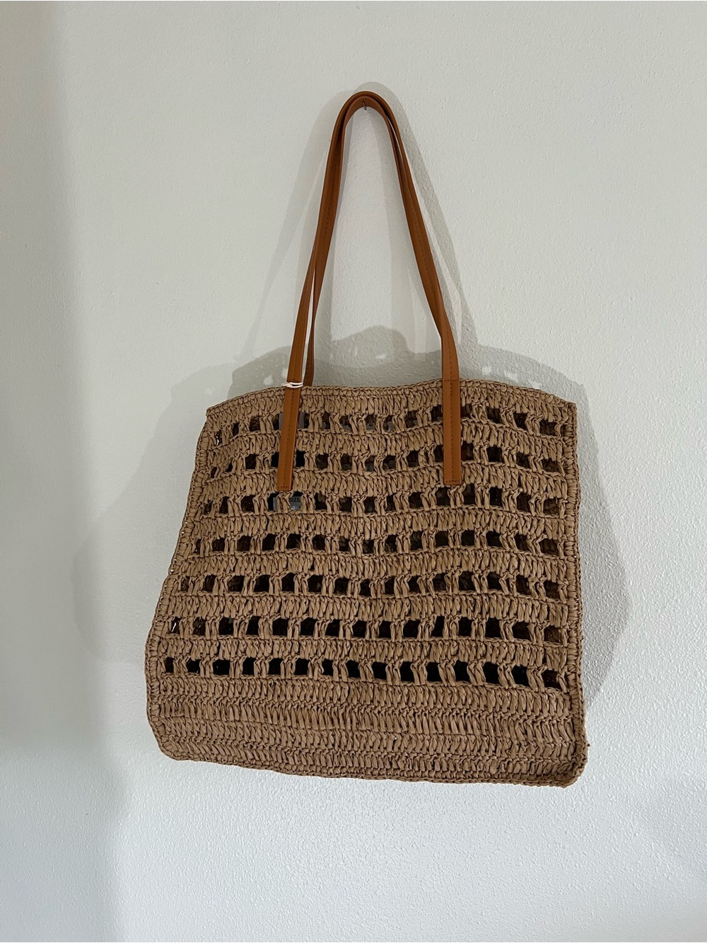 NWT Universal Thread Brown Woven Tote with Tan Handles